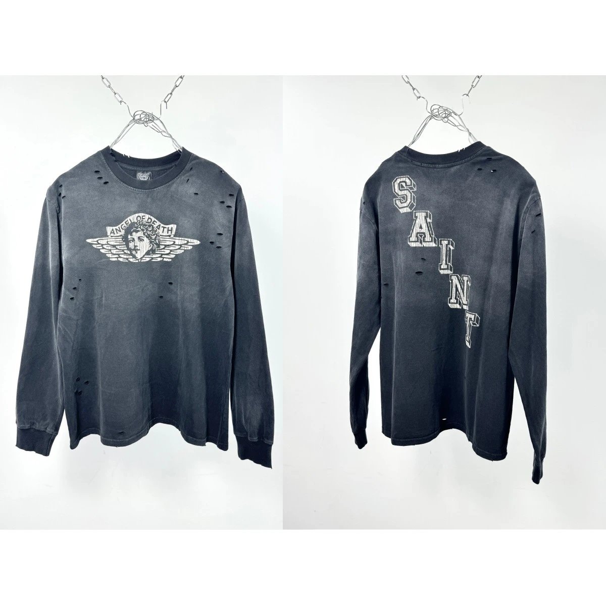 Washed Distressed Printed Long-Sleeve T-Shirt photo 2