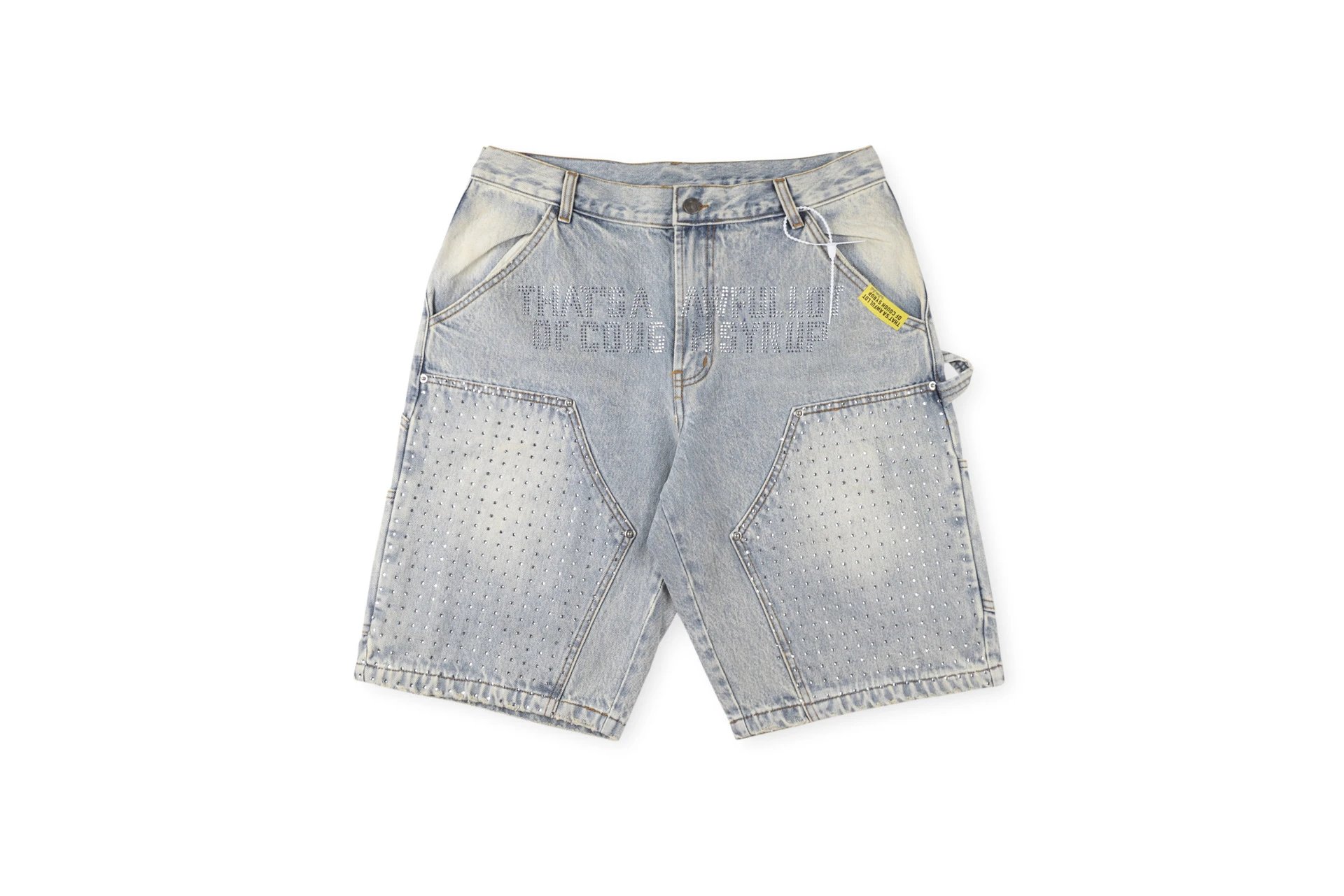 Hellstar Studios 'That's A Awful Lot Of Cough Syrup' Denim Shorts Light Wash - 4