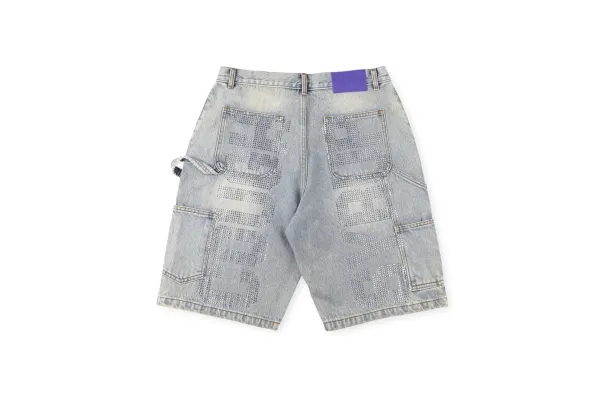 Hellstar Studios 'That's A Awful Lot Of Cough Syrup' Denim Shorts Light Wash - 3