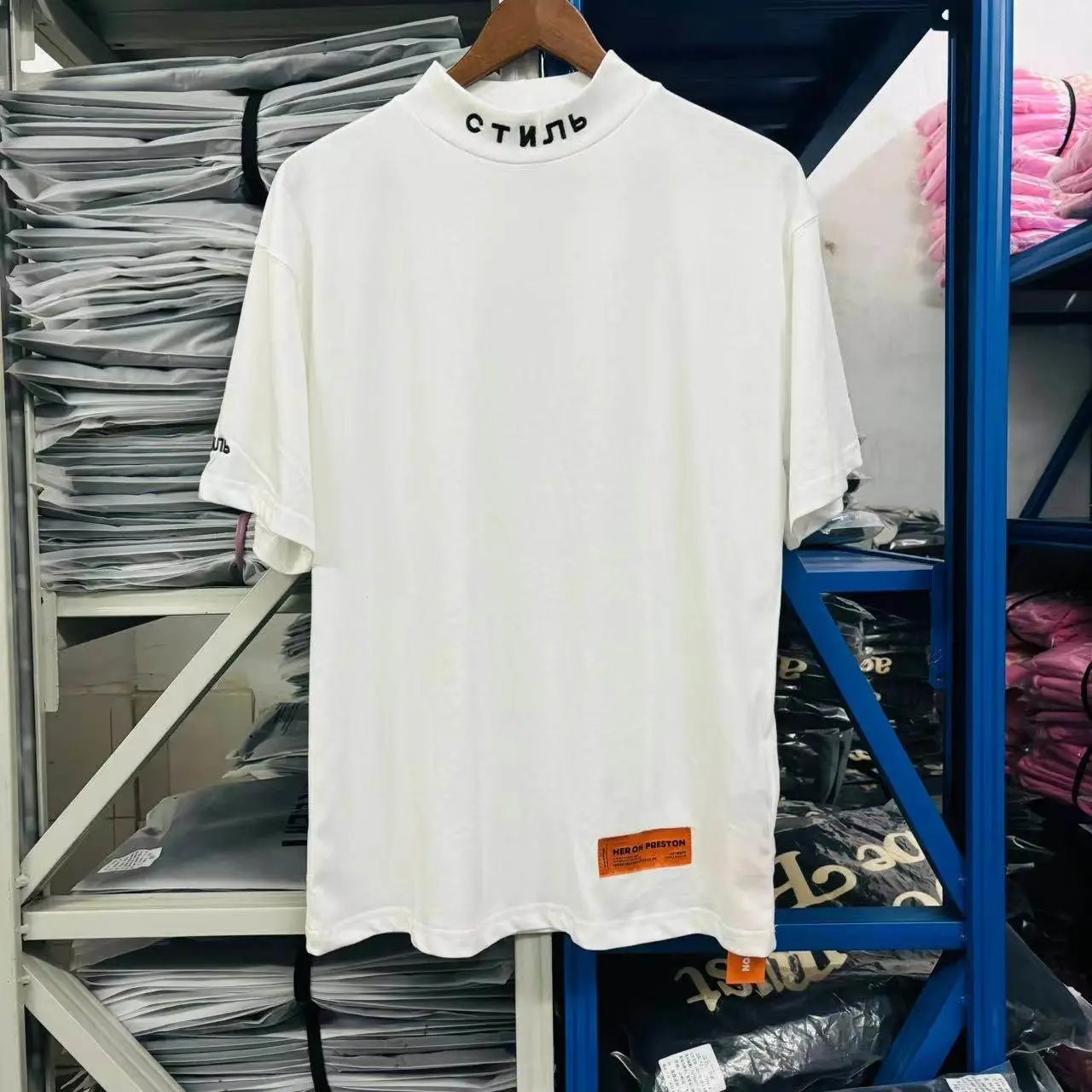 Embroidered Logo Turtleneck T-Shirt