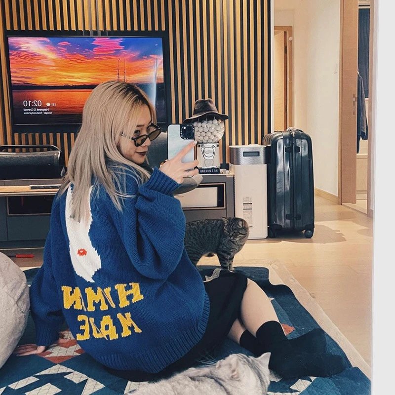Human Made Heart Logo Knit Sweater Navy - 9