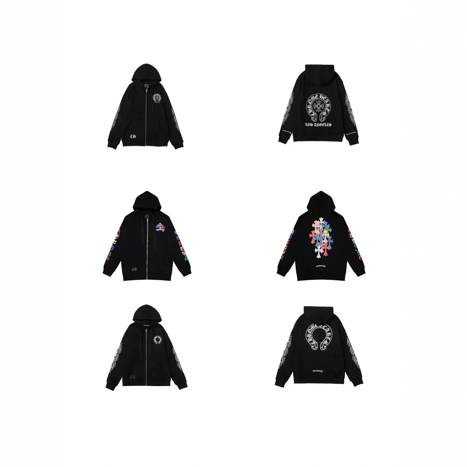 Cross Horseshoe Zipper Hooded Sweatshirt