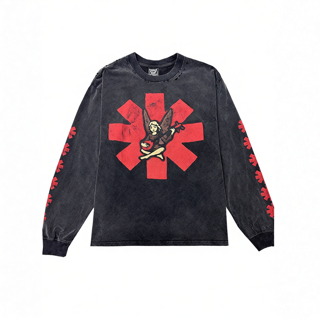 Long-Sleeved Distressed Loose Trendy T-Shirt