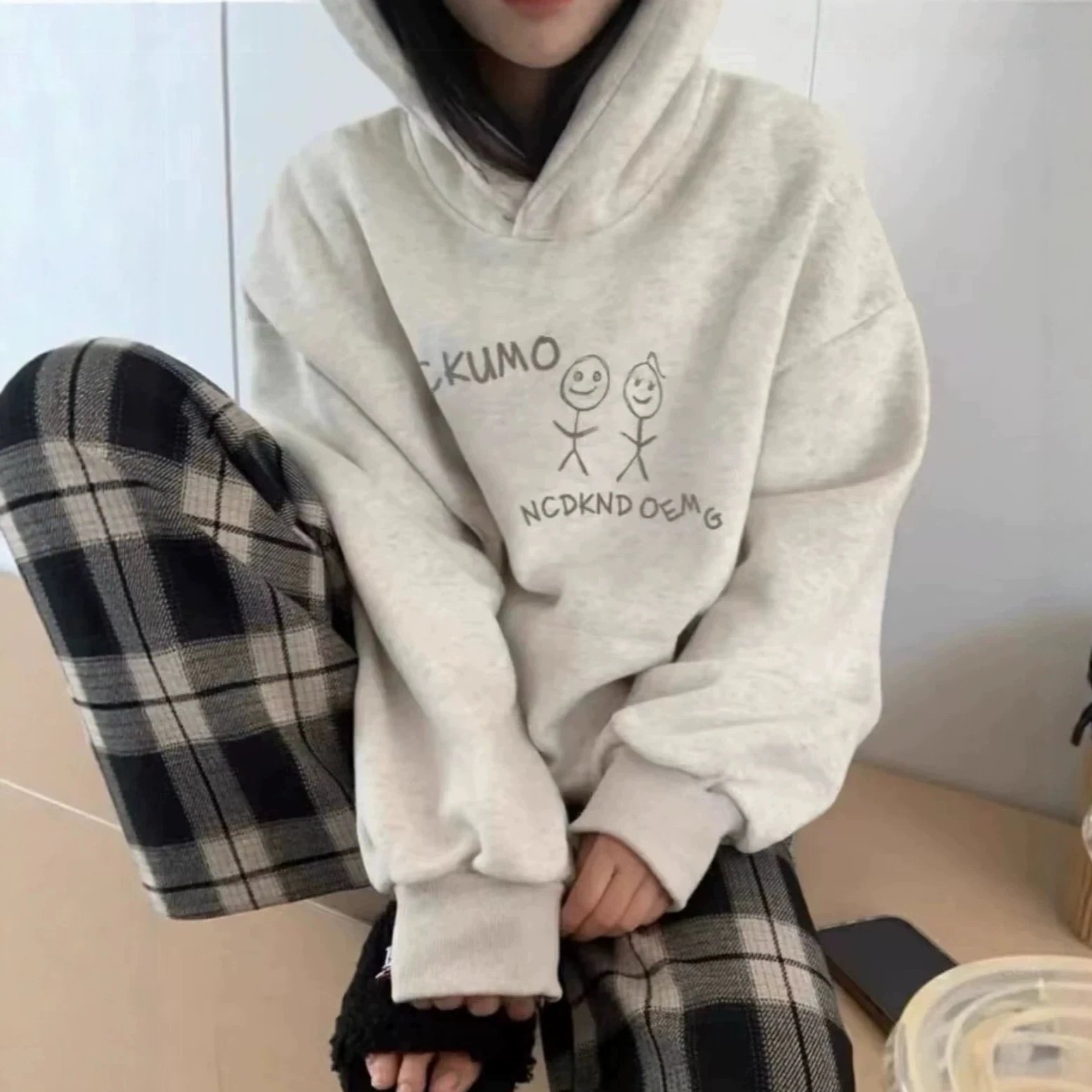 Stick-Figure Doodle Print Hoodie