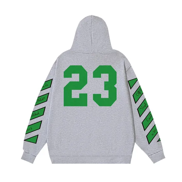 Off-White 23 Numeric Hoodie Gray Green - 1