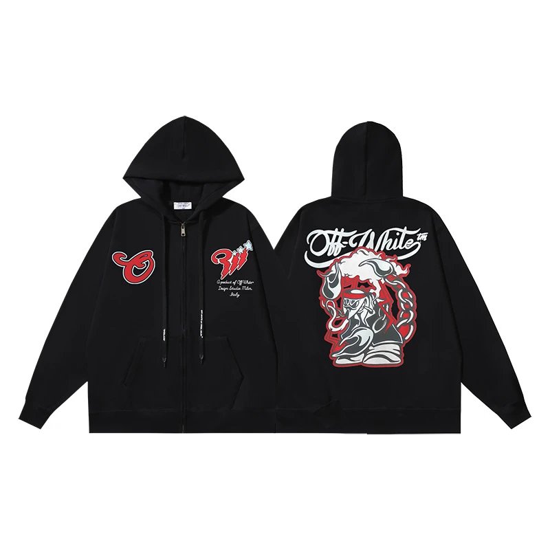 Off-White Distressed 'OFF' Logo Hoodie Black - 6