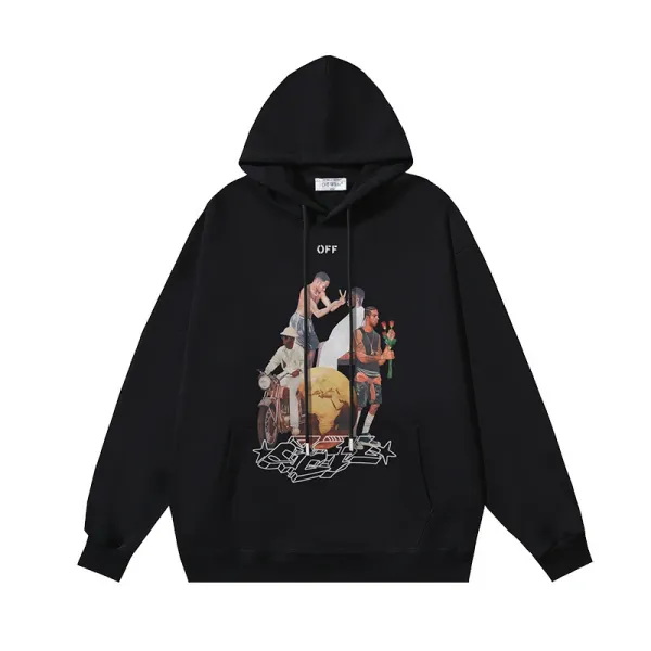Off-White Graphic Print Hoodie Black - 1