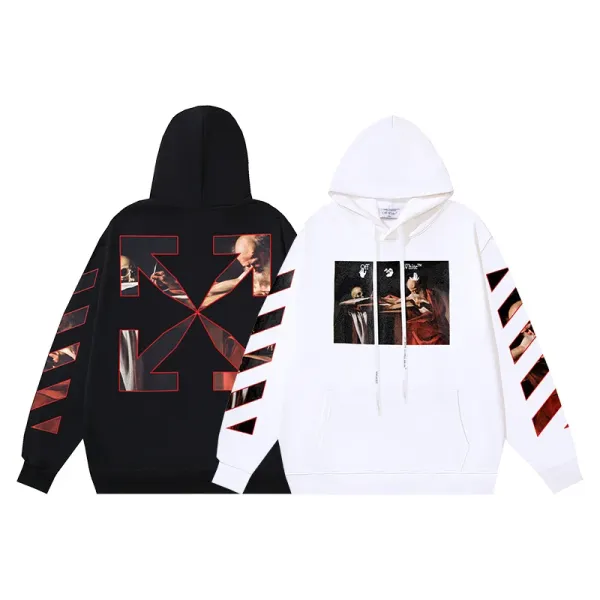 Off-White Distressed 'OFF' Logo Hoodie Black - 9