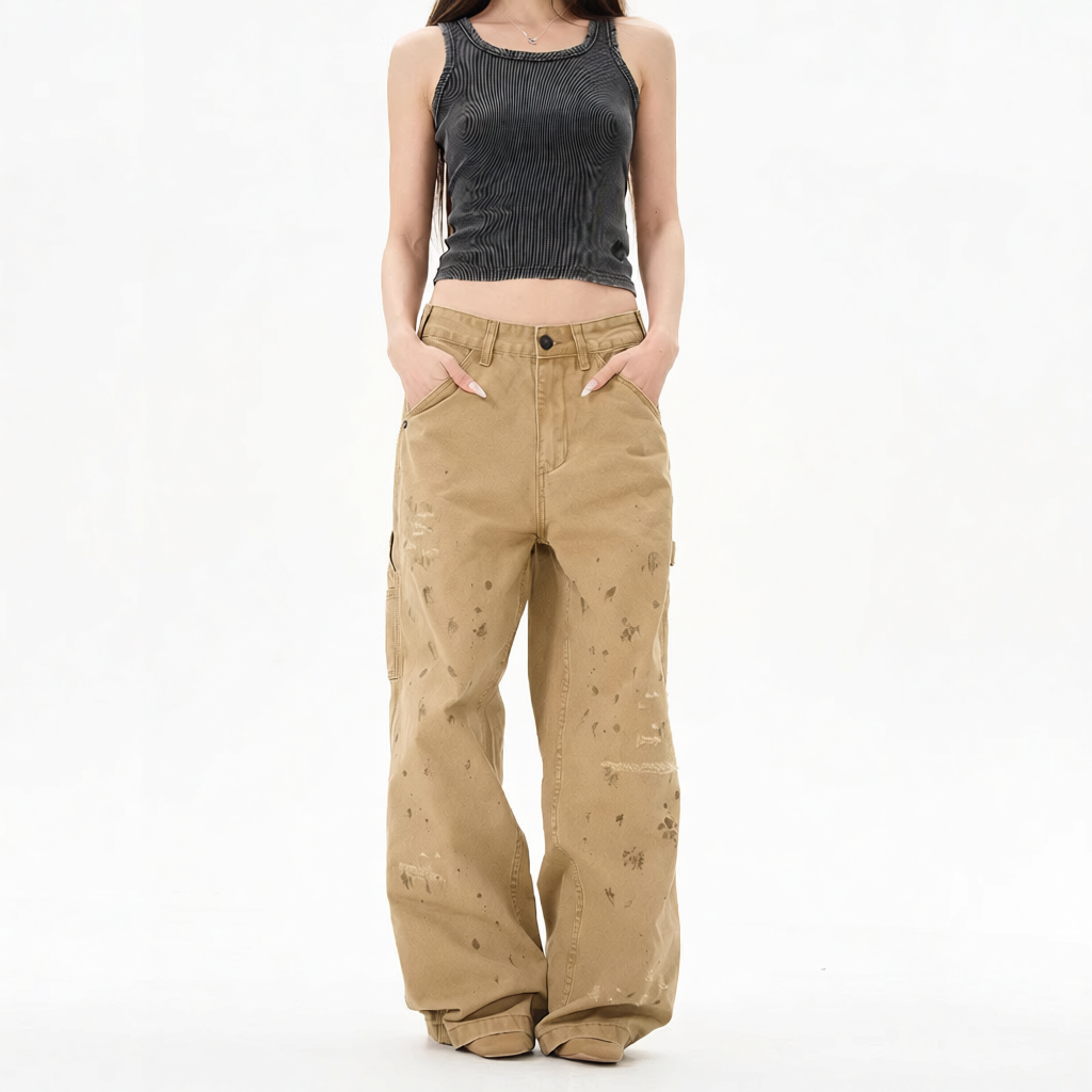 American Retro Splatter Paint Cargo Pants
