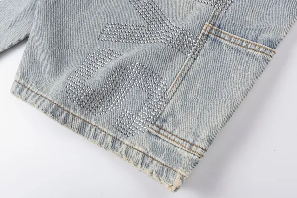 Hellstar Studios 'That's A Awful Lot Of Cough Syrup' Denim Shorts Light Wash - 6