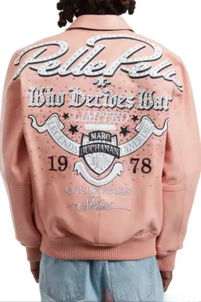 Philipp Plein x Marc Buchanan Limited Collectors Series Pink Leather Bomber Jacket - 1