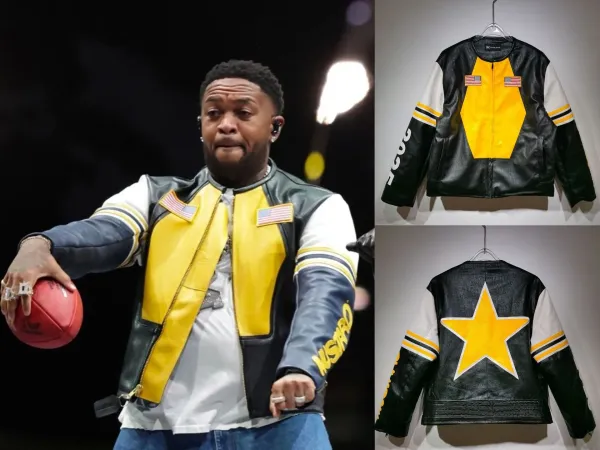 Cactus Jack x Travis Scott Hustle Leather Jacket Yellow Black White - 1