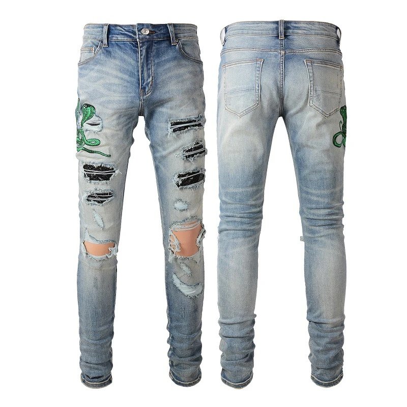 Cobra-Embroidered American-Style Jeans