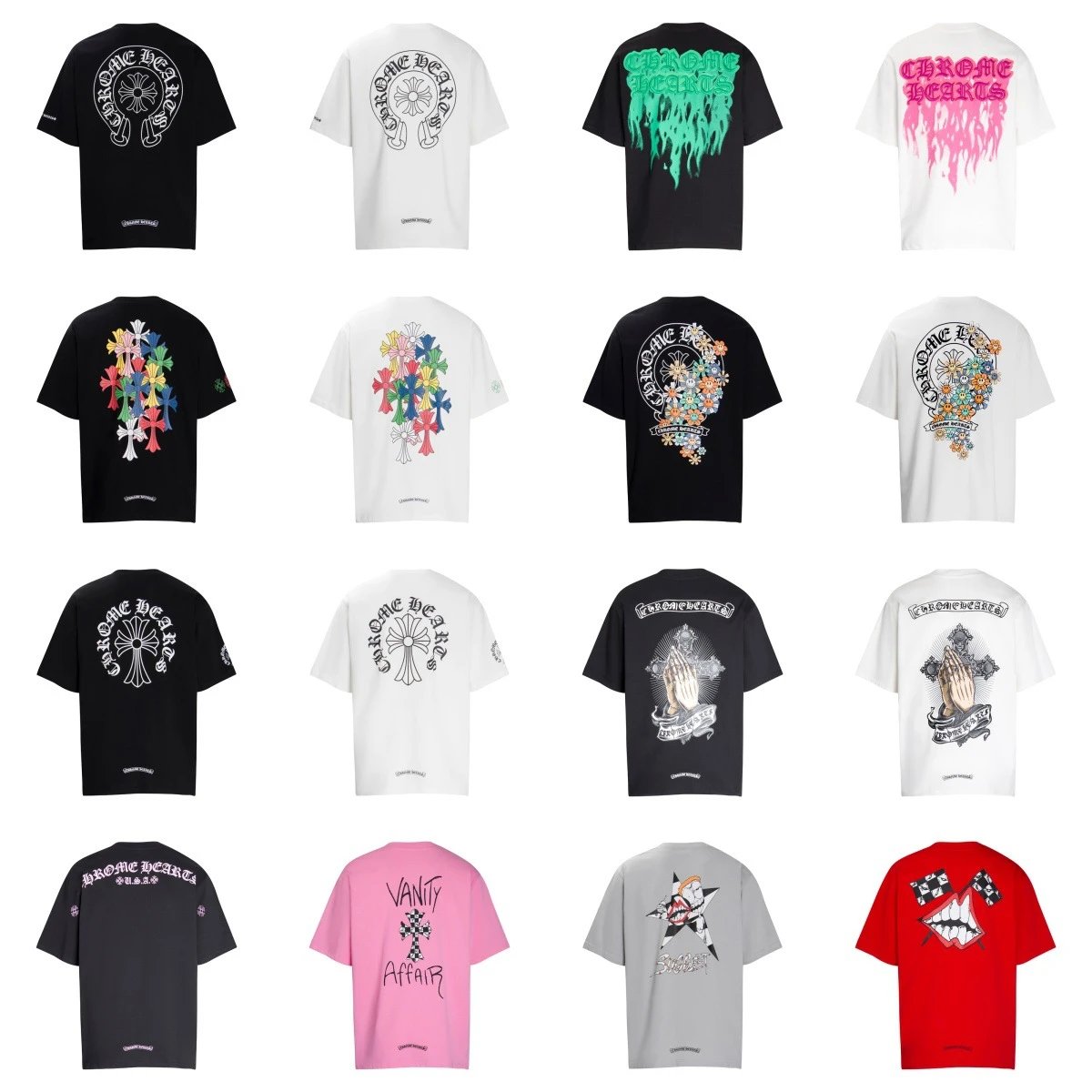 Chrome Hearts Classic Horseshoe Cross Pattern Black Graphic T-Shirt