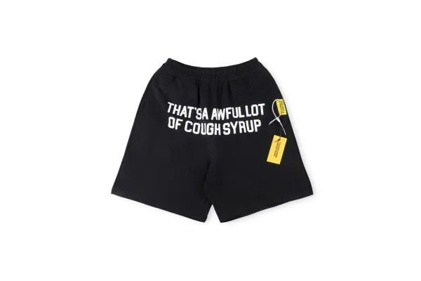 Design 'That's A Awful Lot Of Cough Syrup' Black Sweat Shorts - 1