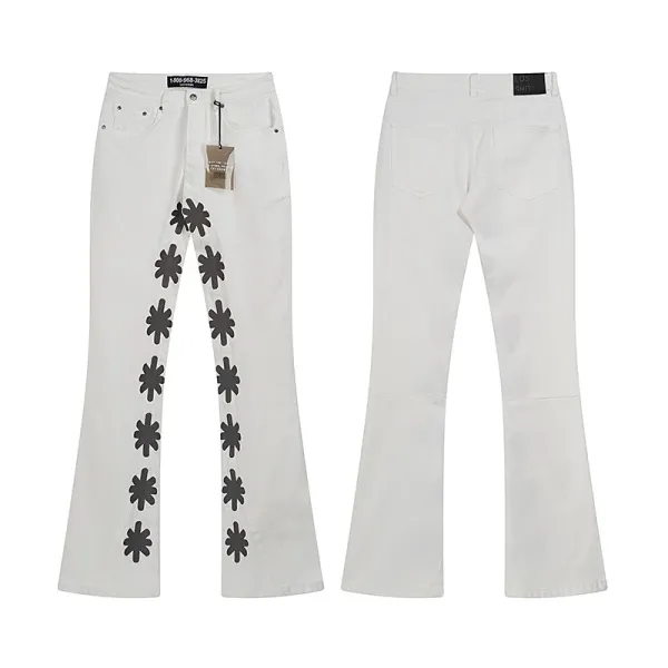Gallery Dept x Unknown Artist Flower-Print Flared White Jeans - 1