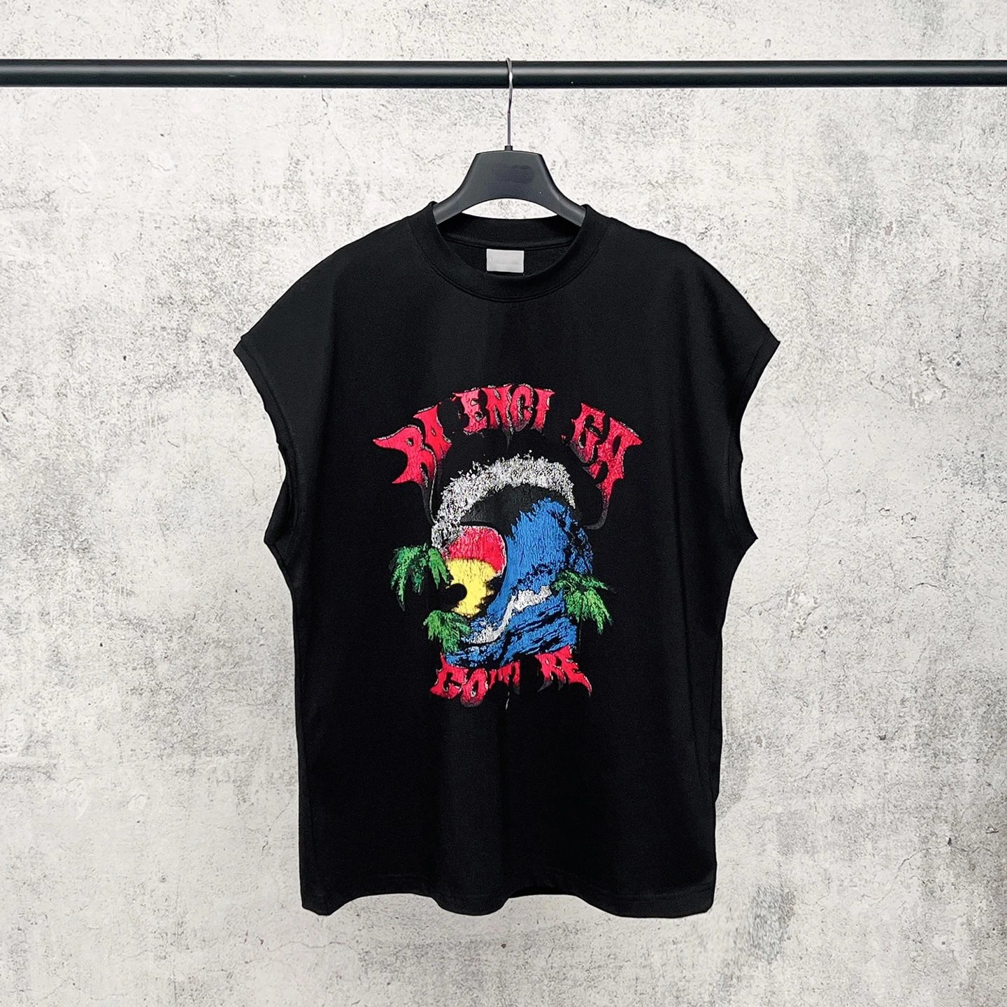 Hawaiian Art Print Sleeveless T-Shirt