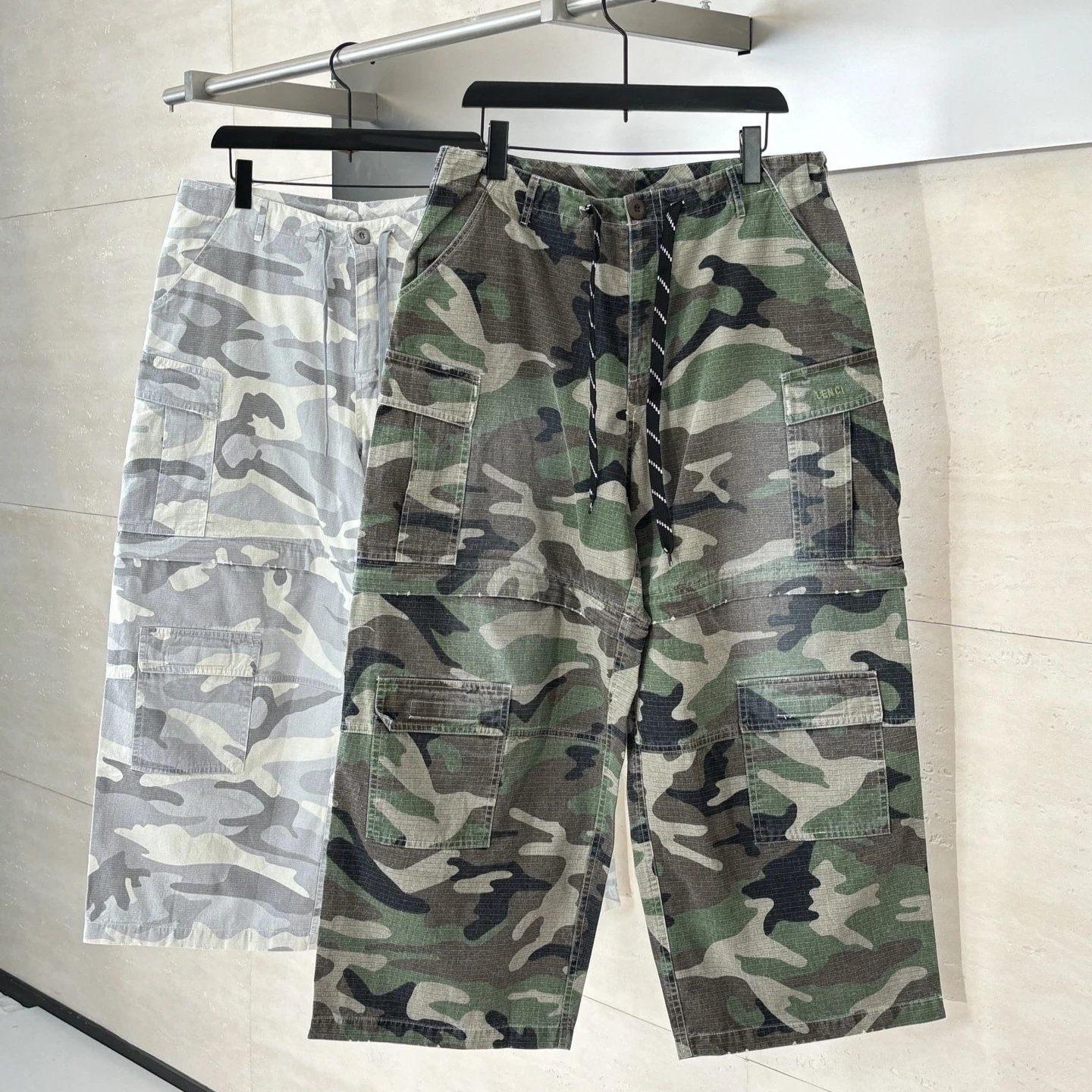 Distressed Wide-Leg Pants