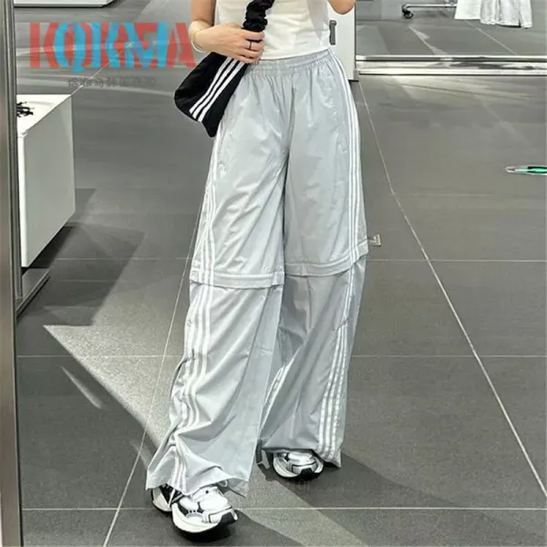Adidas Originals Track Pants Gray with White Stripes Sweatpants - 12