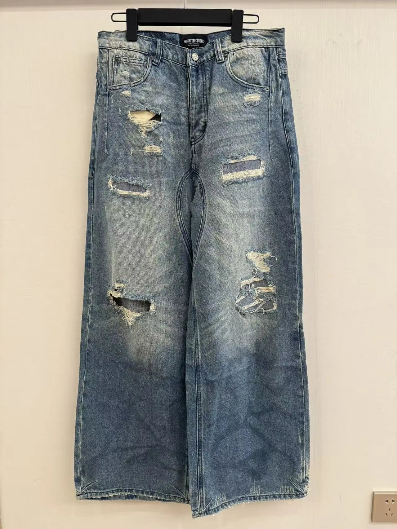 Distressed Blue Wide-Leg Jeans photo 3