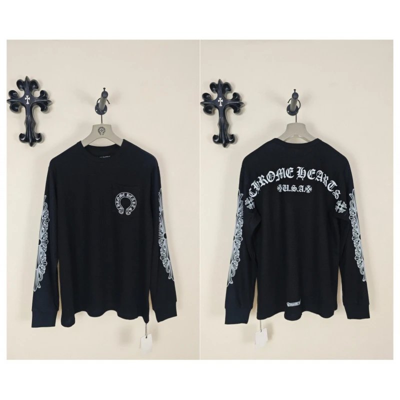 Waffle-Knit Long-Sleeve T-Shirt with Sword Graphic photo 3