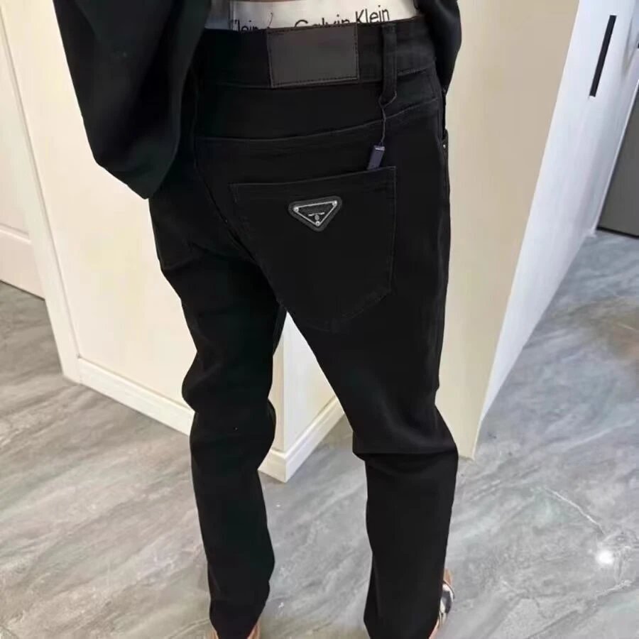 American Denim Black Slim-Fit Casual Pants