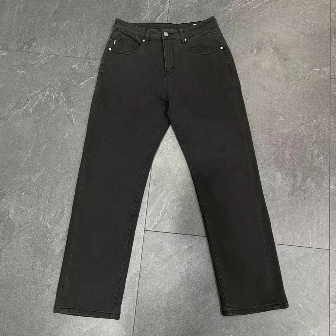 Black Straight-Leg Denim Jeans