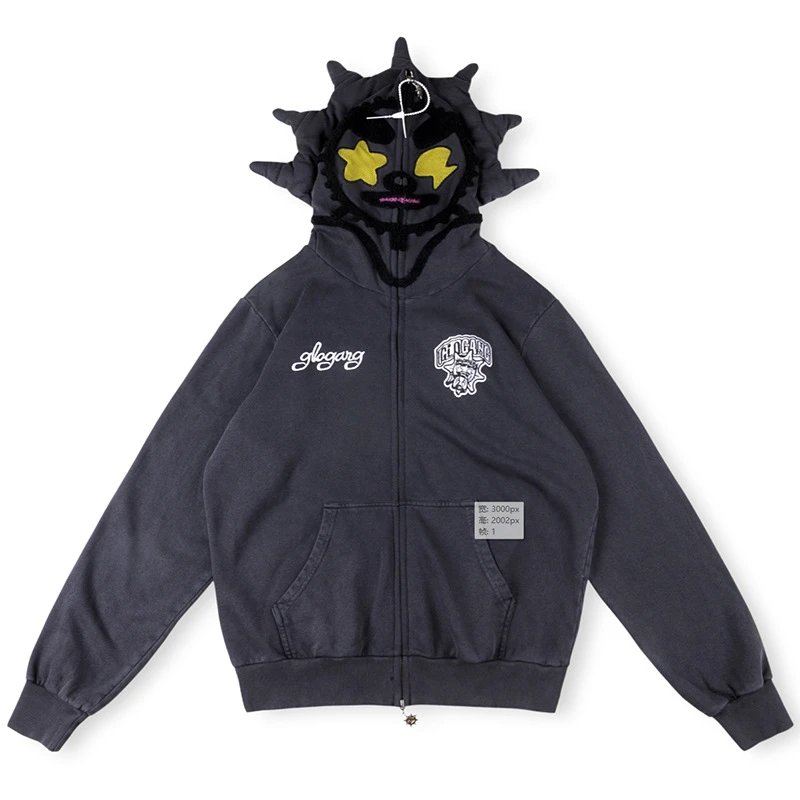 Streetwear Hooded Zip-Up Set with Embroidered Logo photo 2