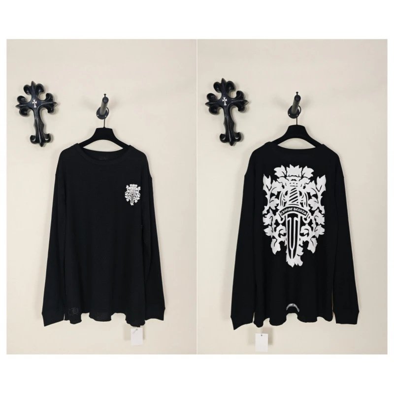 Waffle-Knit Long-Sleeve T-Shirt with Sword Graphic photo 5