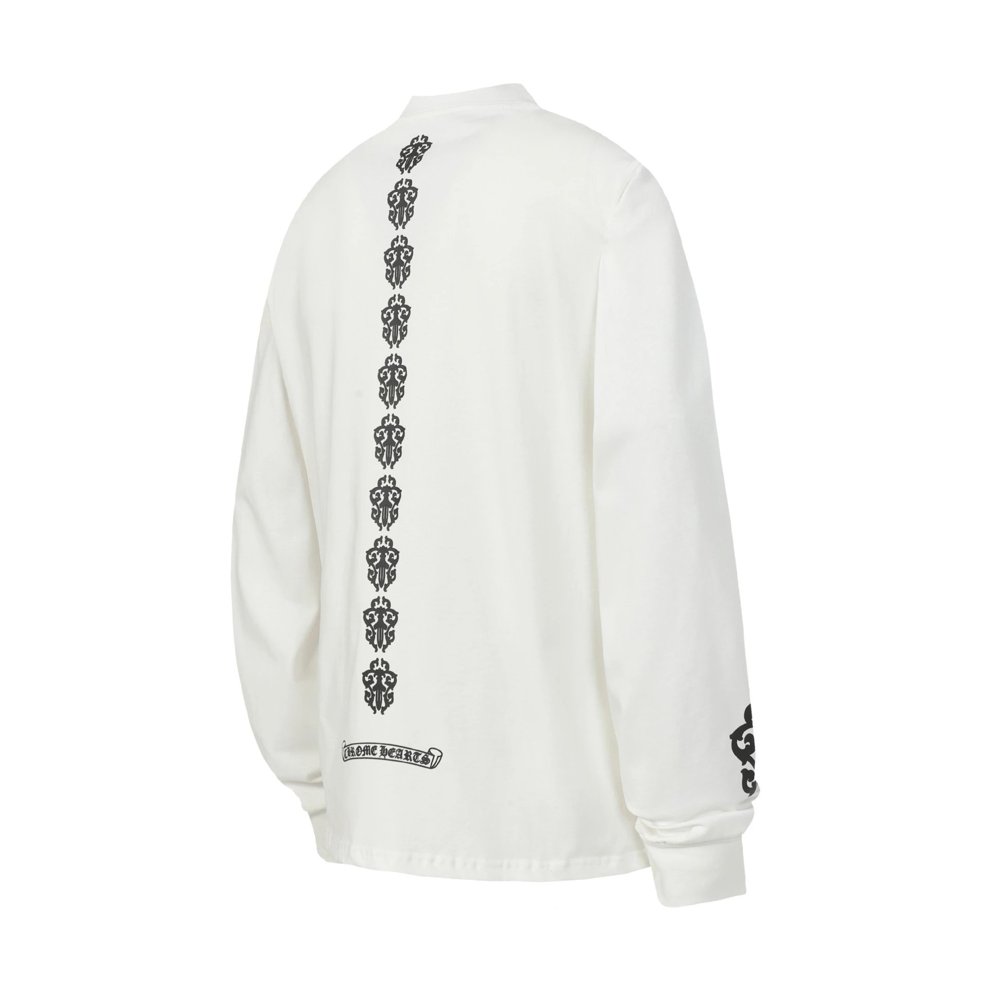 Long-Sleeved Shirt with Cross, Horseshoe, Sanskrit Print photo 8