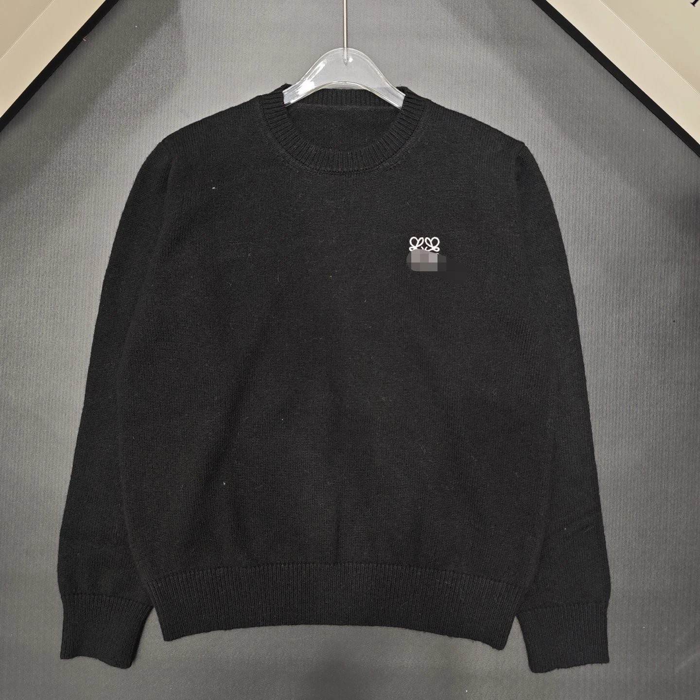 Wool Crew-Neck Knit Sweater with Letter Embroidery photo 3