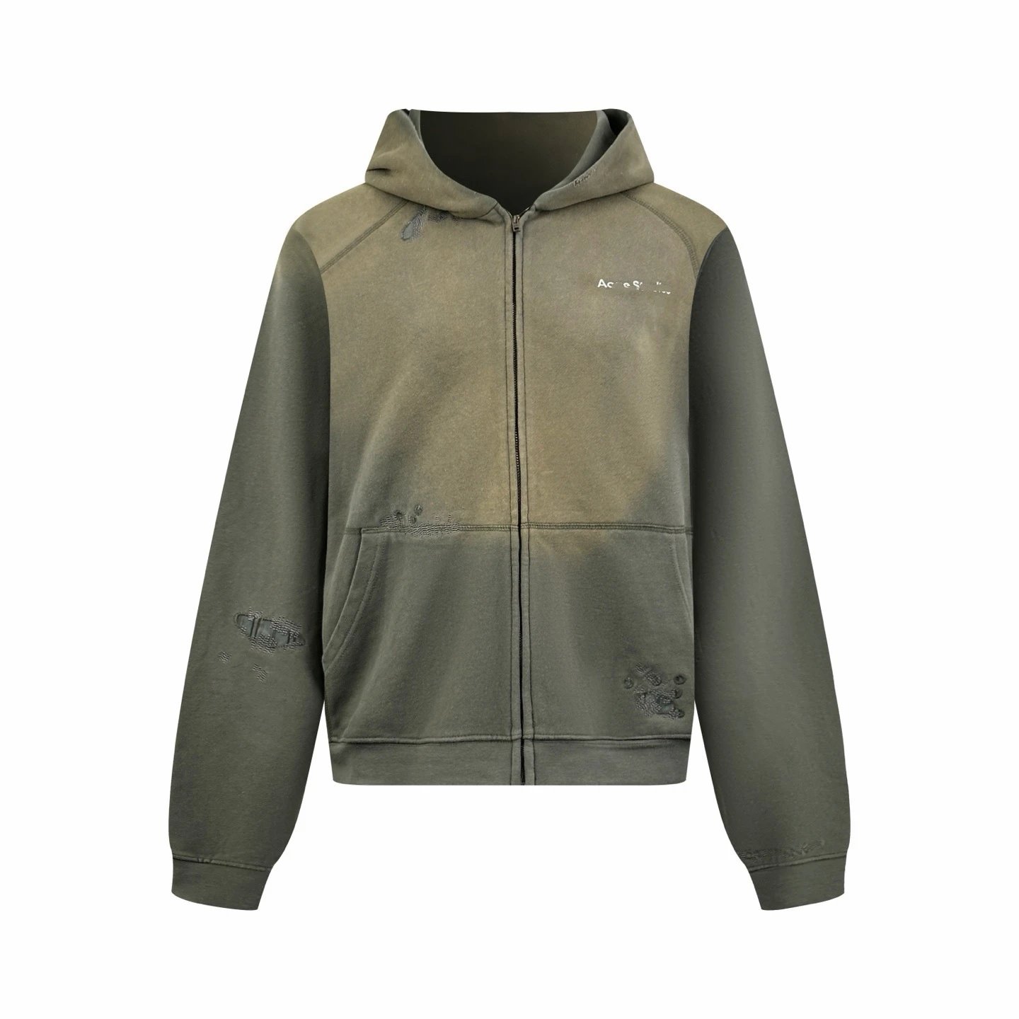 Distressed Zip-Up Hoodie photo 2