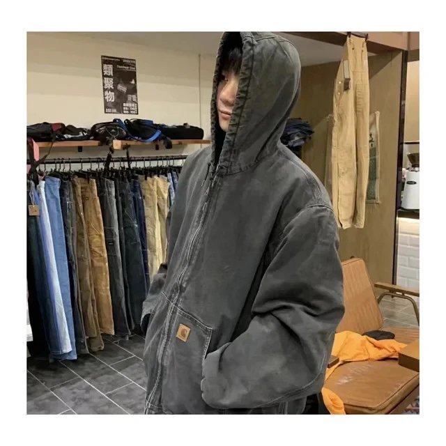 Retro Washed Canvas Zipper Cotton Coat