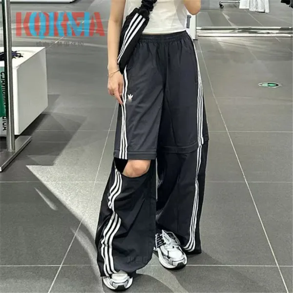 Adidas Originals Track Pants Gray with White Stripes Sweatpants - 14