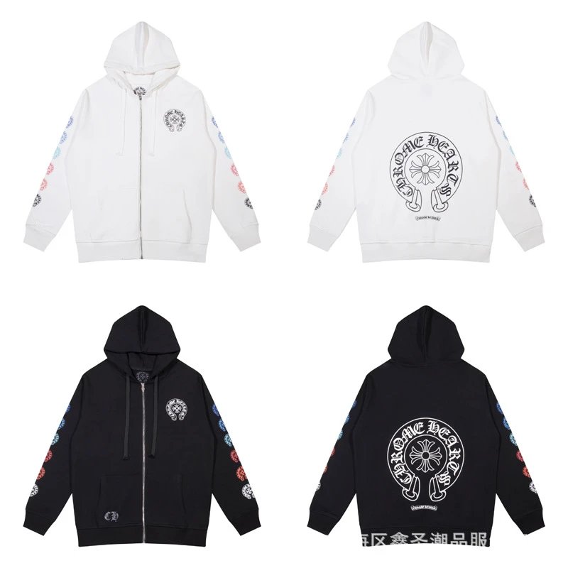Chrome Hearts Cross Motif Zip-Up Hoodie Black - 12