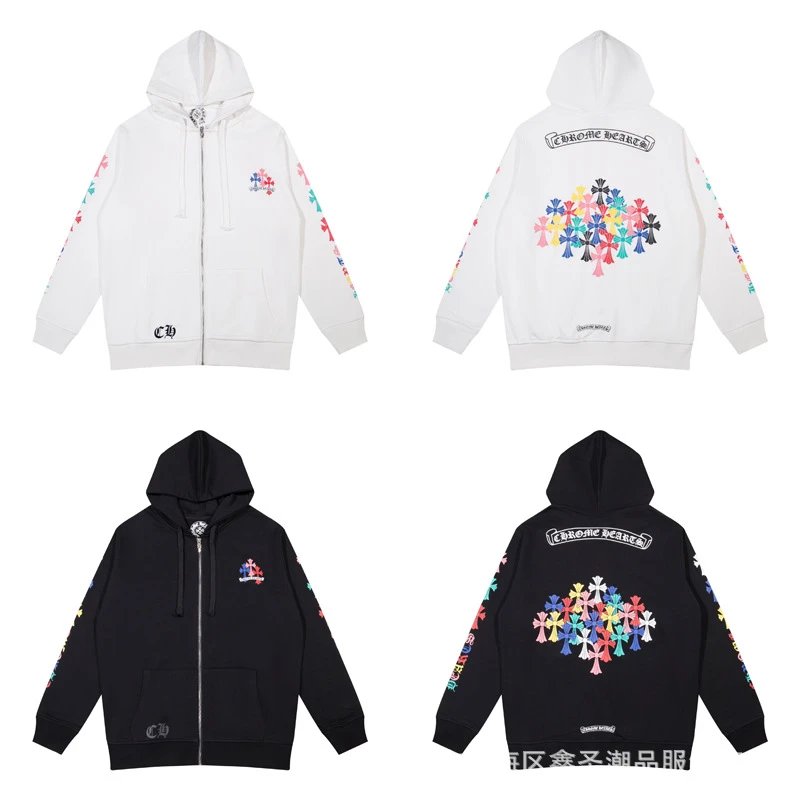 Chrome Hearts Cross Motif Zip-Up Hoodie Black - 15