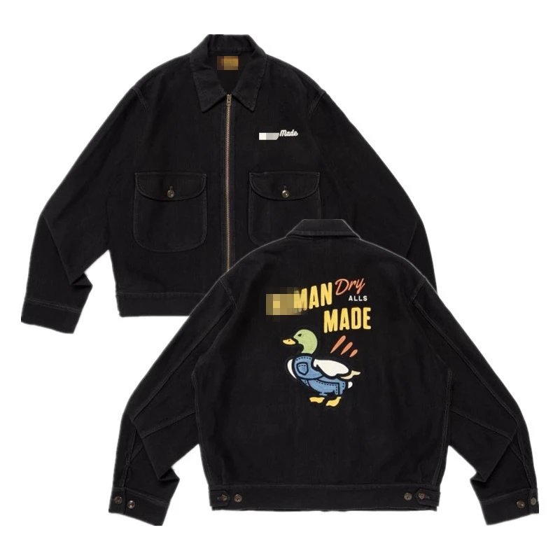 Duck Collar Letter Embroidered Workwear Jacket photo 6
