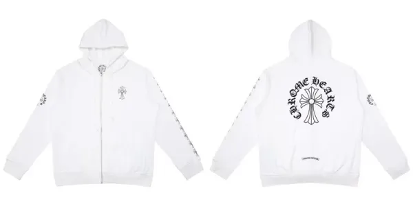 Chrome Hearts White Cross Zip-Up Hoodie - 1