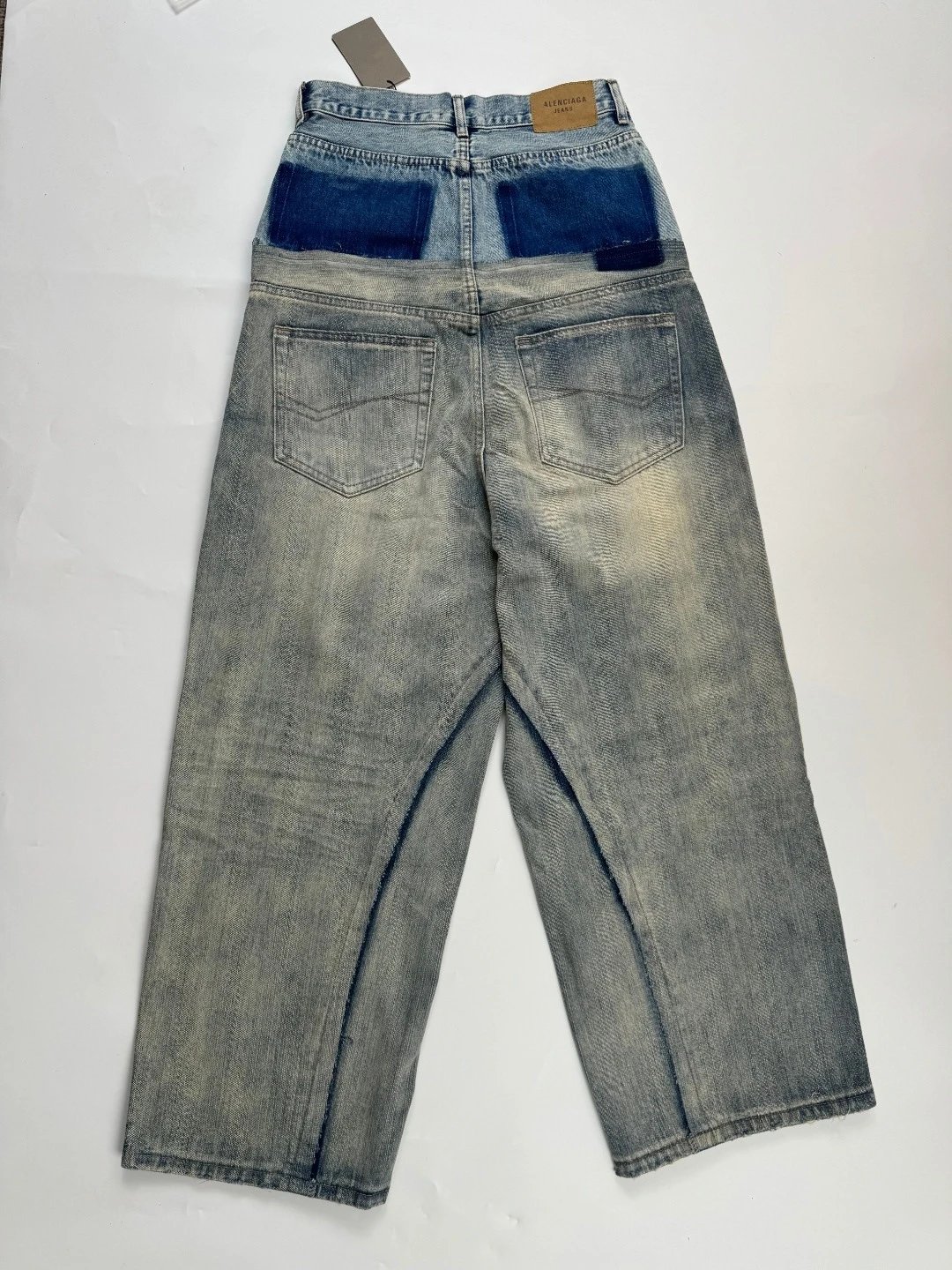 Balenciaga Distressed High-Waist Wide-Leg Jeans Light Wash - 10