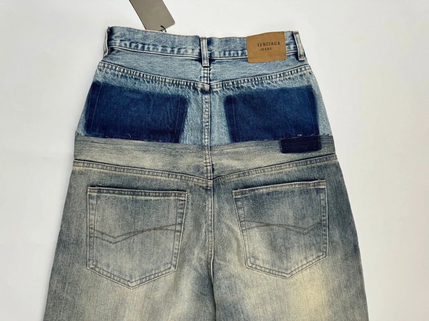 Balenciaga Distressed High-Waist Wide-Leg Jeans Light Wash - 12
