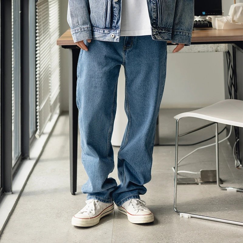Washed Straight Leg Men's Jeans