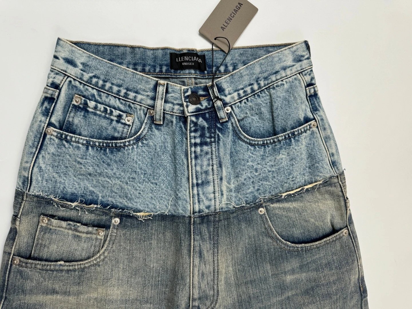 Balenciaga Distressed High-Waist Wide-Leg Jeans Light Wash - 11