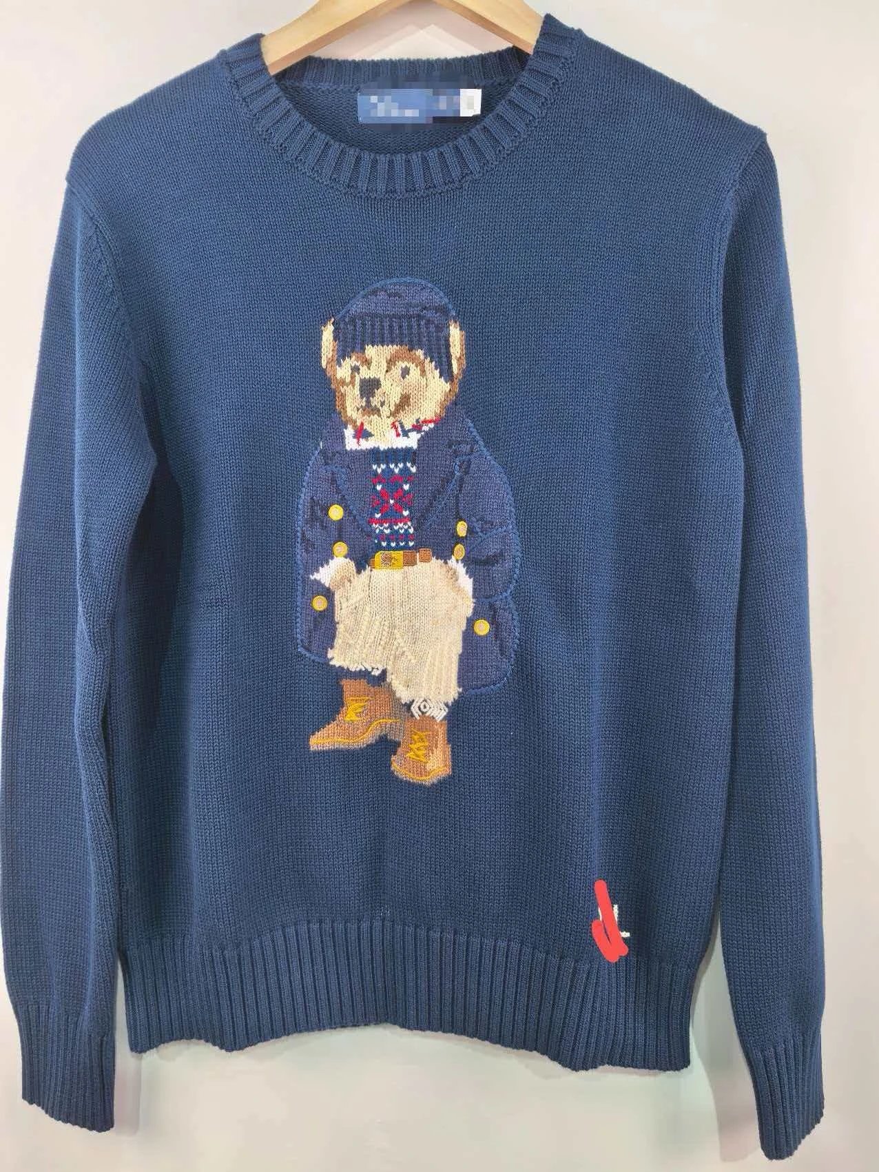 Heavy-Knit Cotton Cartoon Bear Sweater photo 6