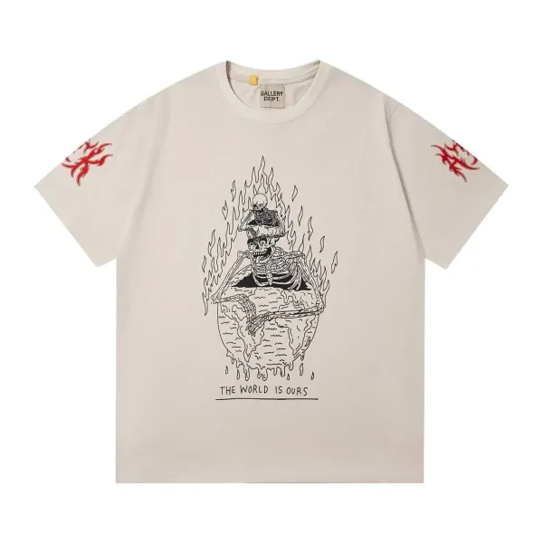 Gallery Dept The World Is Ours Skeleton Print Beige T-Shirt - 1