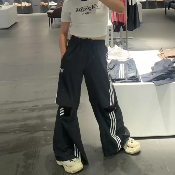 Adidas Originals Track Pants Gray with White Stripes Sweatpants - 4