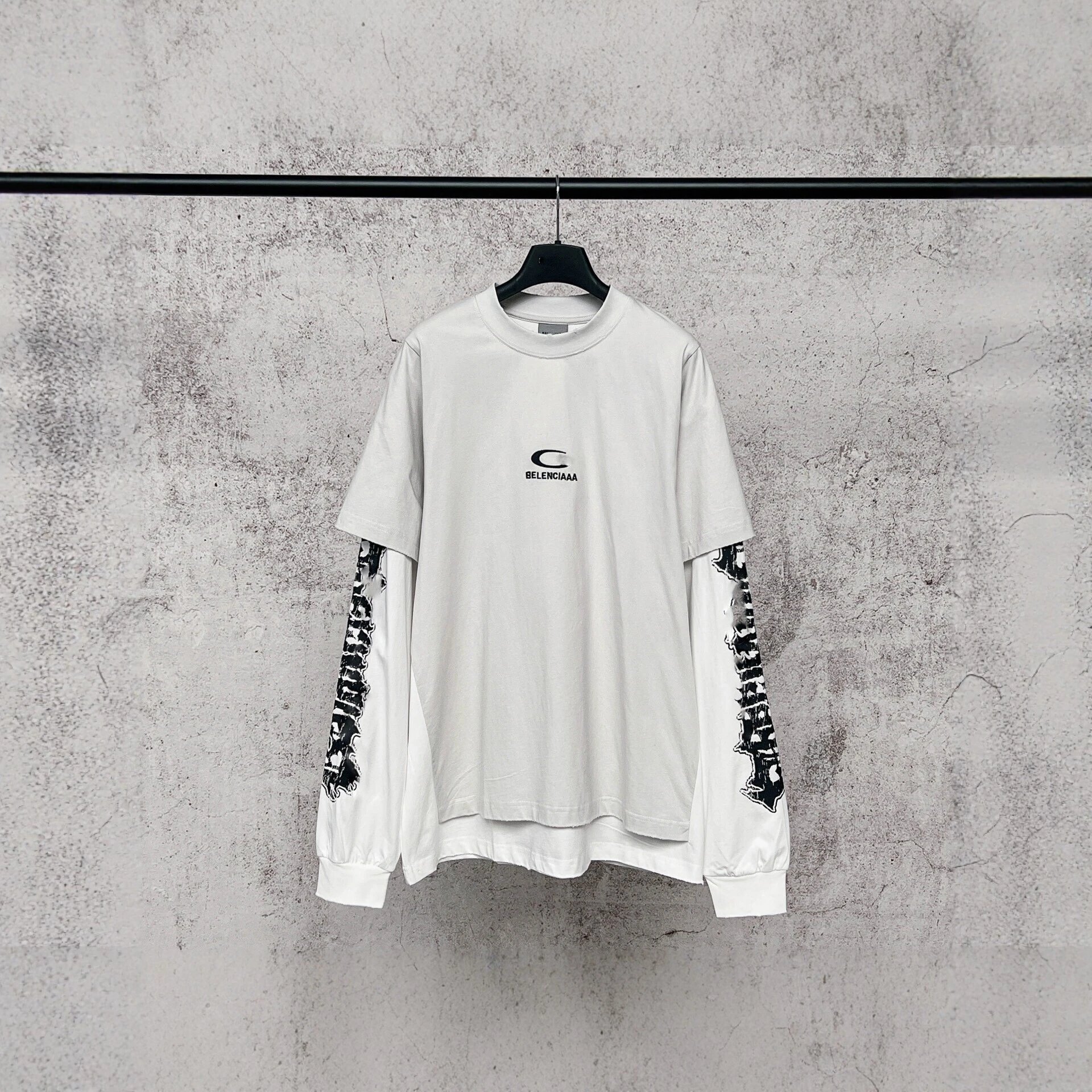 Distressed Print Long-Sleeve T-Shirt