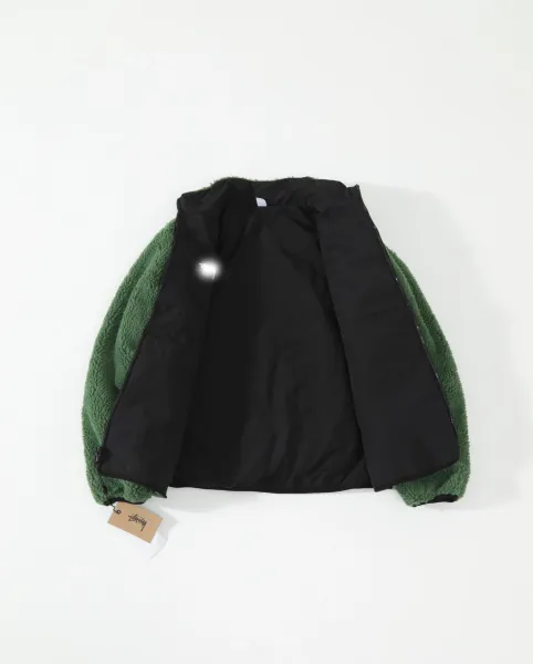 Stussy Reversible Fleece Jacket Beige / Black Outerwear - 9