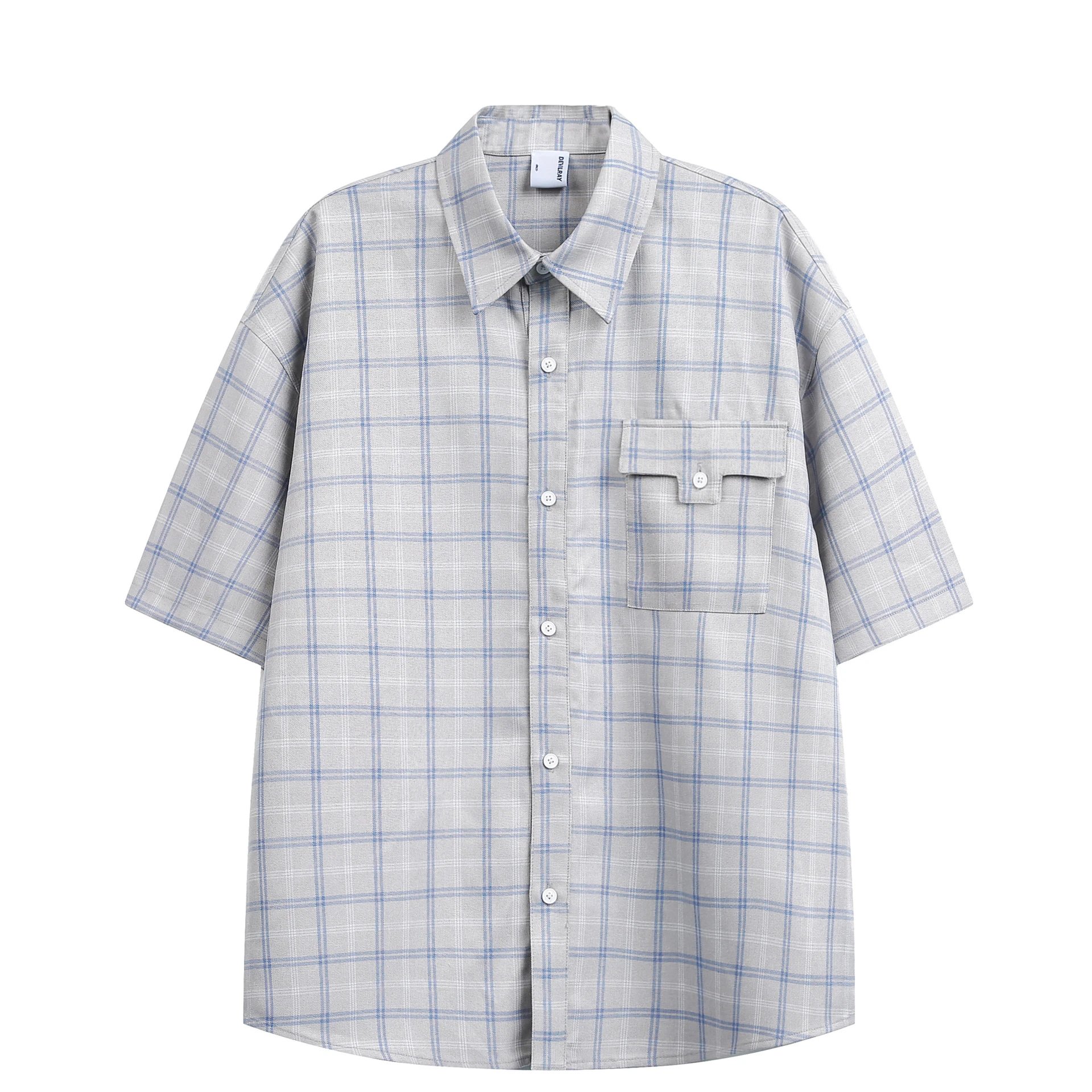 Retro Plaid Pocket Patchwork Workwear Shirt