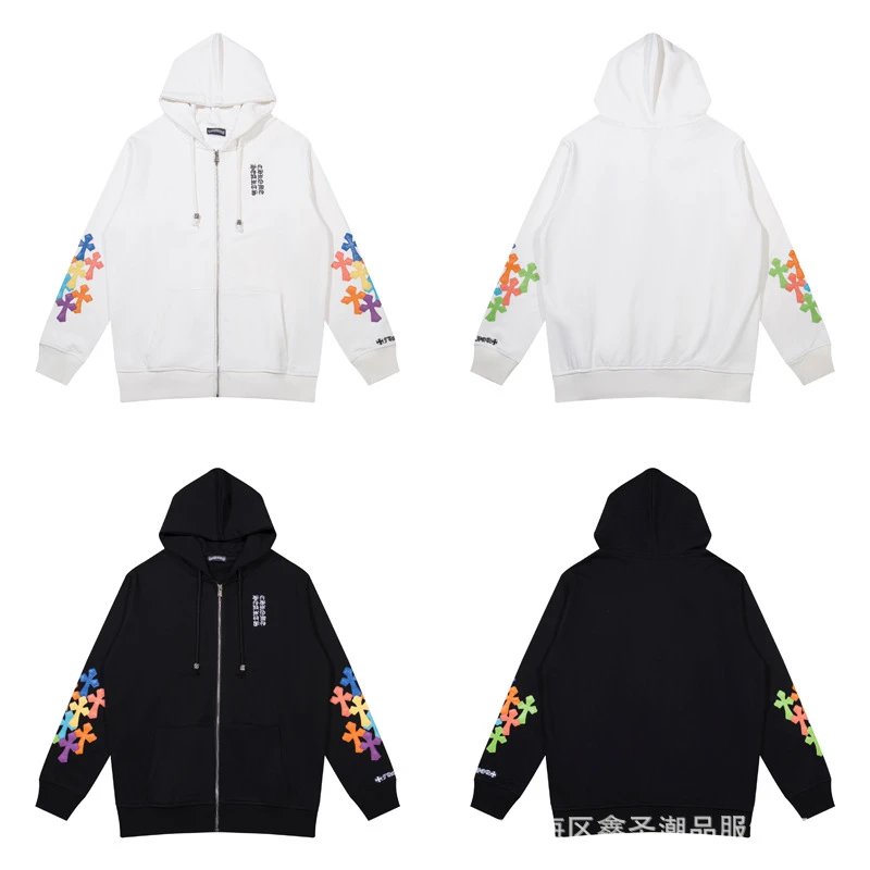 Chrome Hearts Cross Motif Zip-Up Hoodie Black - 14
