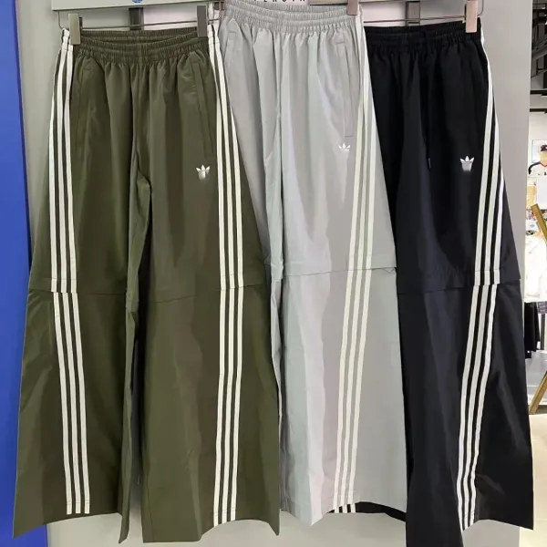 Adidas Originals Track Pants Gray with White Stripes Sweatpants - 7